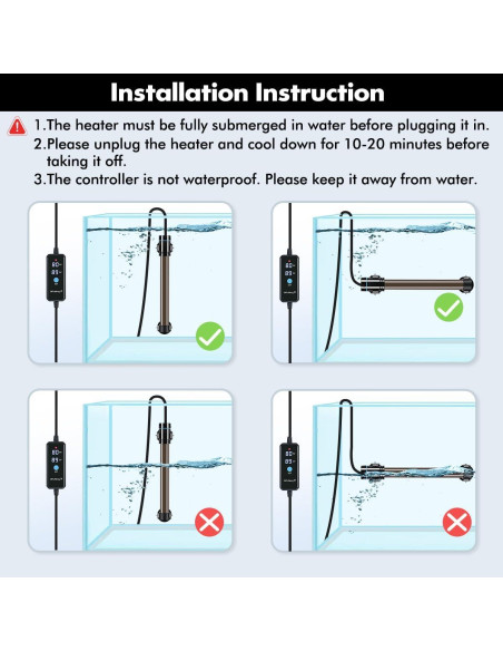 Calentador de Acuario Orlushy 150W con Control Digital y Termómetro