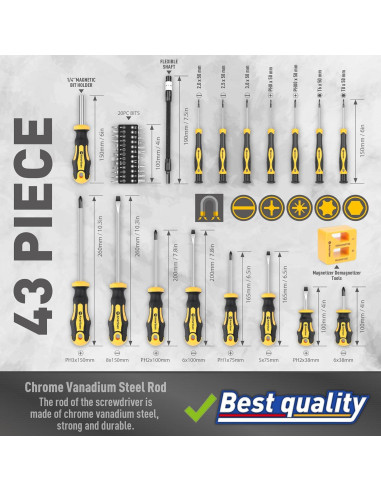 Juego de Destornilladores Magnéticos Amartisan 43 Piezas