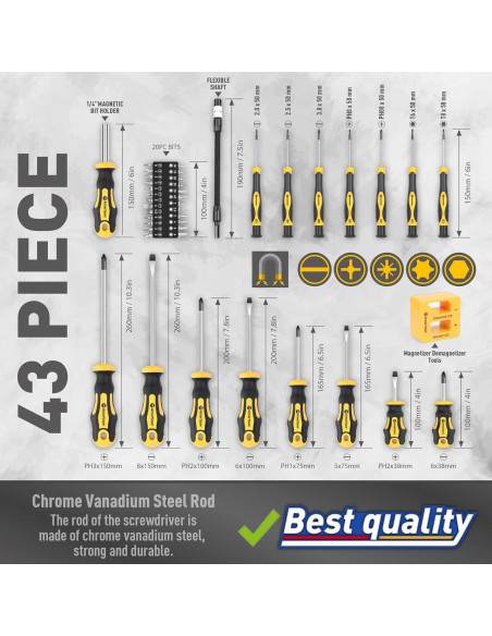 Juego de Destornilladores Magnéticos Amartisan 43 Piezas