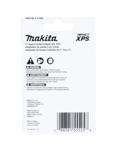 Adaptador Cuadrado Makita E-01600 3 Piezas 2" (5.08 cm)