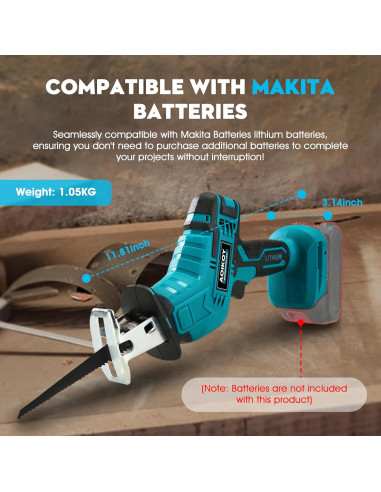 Sierra Recíproca Inalámbrica Aoikoy 18V con 4 Cuchillas