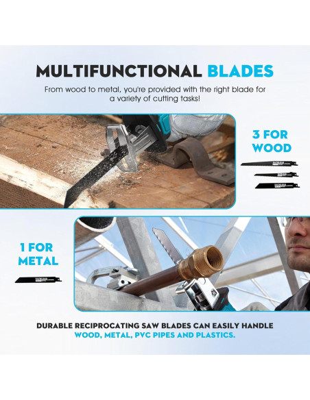 Sierra Recíproca Inalámbrica Aoikoy 18V con 4 Cuchillas