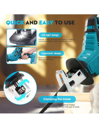 Sierra Recíproca Inalámbrica Aoikoy 18V con 4 Cuchillas