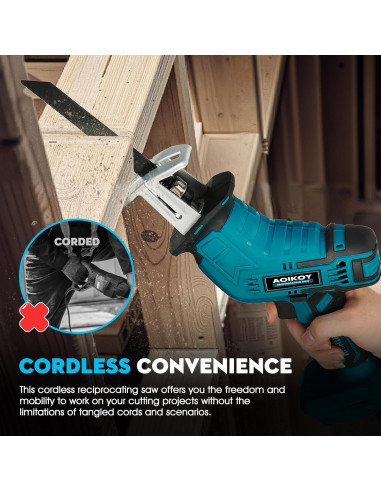Sierra Recíproca Inalámbrica Aoikoy 18V con 4 Cuchillas