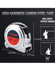 Cinta Métrica Lichamp 7.62m Magnética 6 Unidades 2