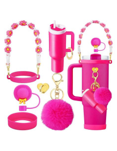 Juego de Accesorios 7 Piezas ZYBIDEAL para Taza Tumbler Rosa