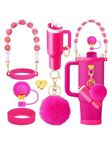 Juego de Accesorios 7 Piezas ZYBIDEAL para Taza Tumbler Rosa