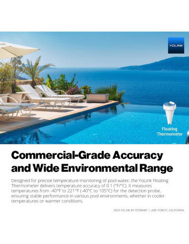 Termómetro Flotante Inteligente YoLink para Piscina 402m