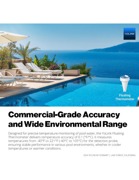 Termómetro Flotante Inteligente YoLink para Piscina 402m