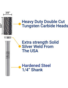 Fresa de Carburo TaitaTools SA-3 10pc Doble Corte 2