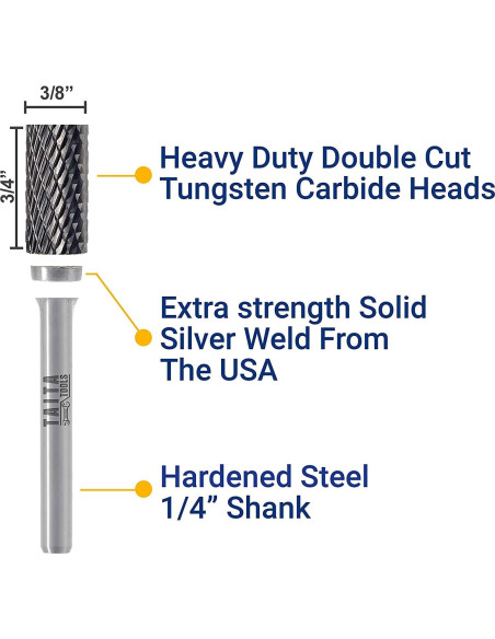 Fresa de Carburo TaitaTools SA-3 10pc Doble Corte