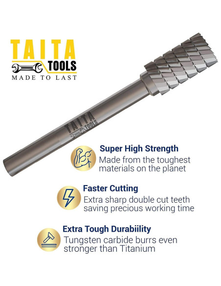Fresa de Carburo TaitaTools SA-3 10pc Doble Corte