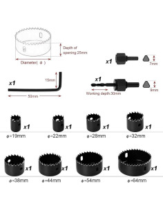 Juego de Sierras de Corona Fixinus 11 Piezas 19-64mm 2