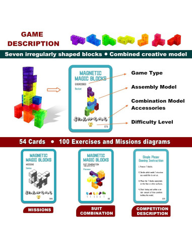 Bloques de Construcción Magnéticos OUXIA 3D Set de 7 Colores