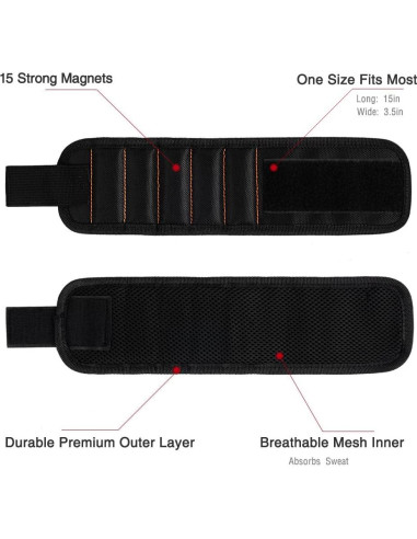 Pulsera Magnética GOOACC GRC-61 con 15 Imán Ajustable