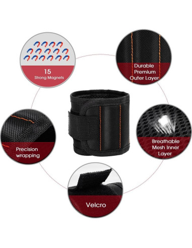 Pulsera Magnética GOOACC GRC-61 con 15 Imán Ajustable