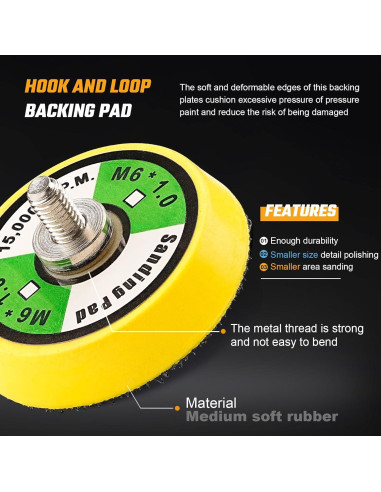 Almohadillas de Respaldo 2" M6 SHUQIU para Lijadora Orbital