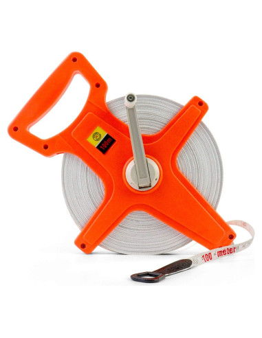 Cinta Métrica QWORK 100m Doble Cara Ergonómica Naranja