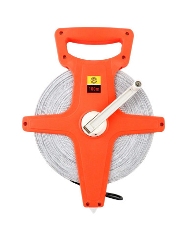 Cinta Métrica QWORK 100m Doble Cara Ergonómica Naranja