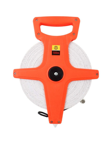 Cinta Métrica QWORK 100m Doble Cara Ergonómica Naranja