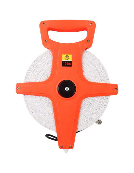 Cinta Métrica QWORK 100m Doble Cara Ergonómica Naranja