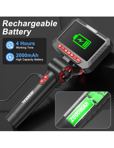 Borescopio Articulado JESERAL 6.2mm Pantalla 5" HD 1080P