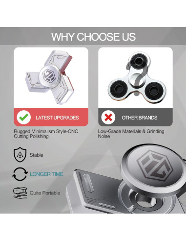 Spinner Fidget de Metal Berotok Mini Silencioso para Adultos
