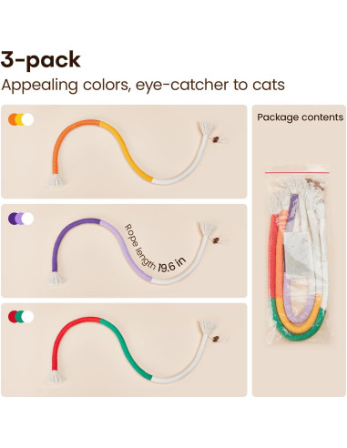 Juguetes para Gatos Potaroma 3 Pcs Cuerdas con Hierba Gatera