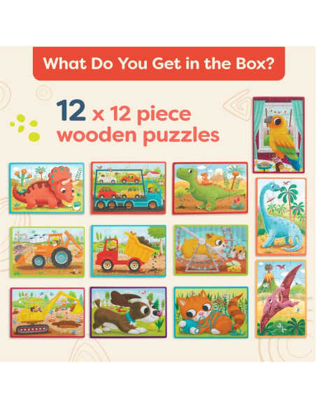 Rompecabezas de Madera B. toys 3-Pack Mascotas y Dinos