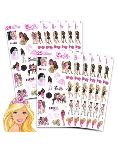 Stickers de Barbie para Niñas - Paquete de 12 Hojas