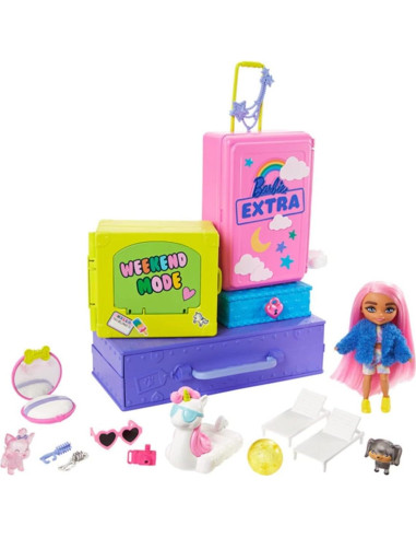 Barbie Conjunto de Viaje Extra HDY91 con 2 Cachorros y Accesorios