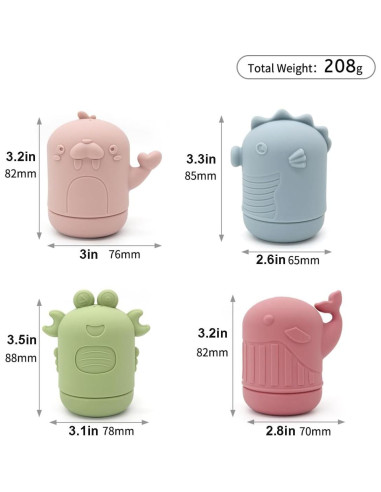 Juguetes de Baño PandaEar Silicona Multicolor 0-3 Años