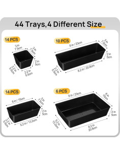 Juego de Organizadores de Cajones Vtopmart 44 Piezas Negro 2