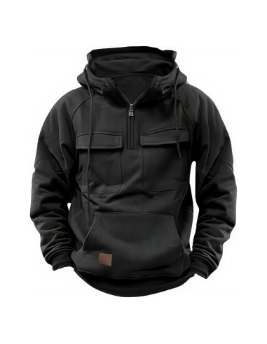 Sudadera Cargo Táctica para Hombres - Estilo Urbano Negro