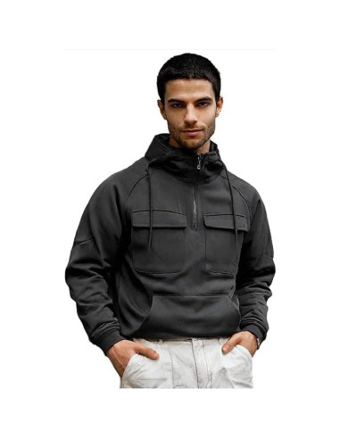 Sudadera Cargo Táctica para Hombres - Estilo Urbano Negro