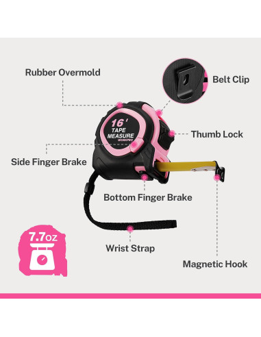 Cinta Métrica Retráctil WORKPRO 5m con Gancho Magnético