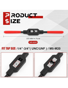 Mango de Llave Ajustable WILLBOND para Rosca 6.35-19.05mm 2