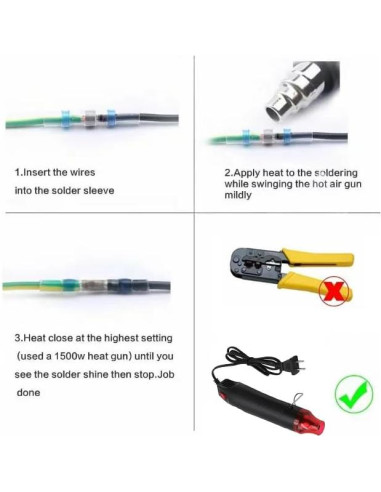 Kit 250 Conectores de Cable Impermeables Daevkaema con Pistola de Calor