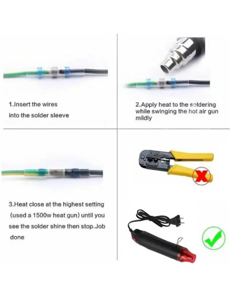 Kit 250 Conectores de Cable Impermeables Daevkaema con Pistola de Calor