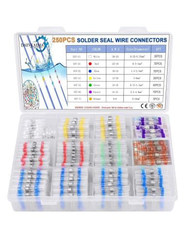 Kit 250 Conectores de Cable Impermeables Daevkaema con Pistola de Calor