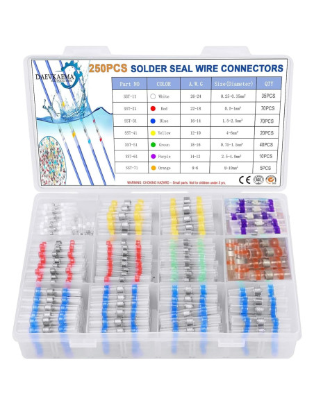 Kit 250 Conectores de Cable Impermeables Daevkaema con Pistola de Calor