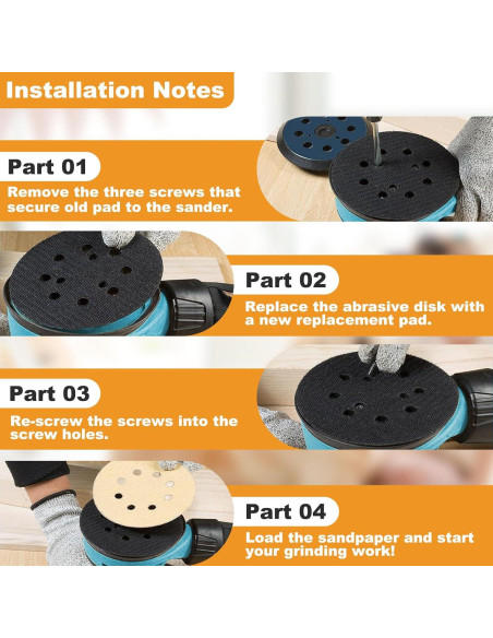 Almohadilla de Lijadora 5" IOEALD 8 Agujeros Gancho y Bucle