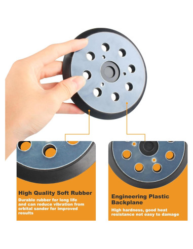 Almohadilla de Lijadora 5" IOEALD 8 Agujeros Gancho y Bucle