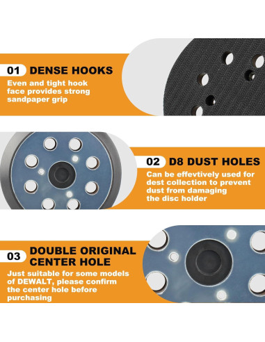 Almohadilla de Lijadora 5" IOEALD 8 Agujeros Gancho y Bucle