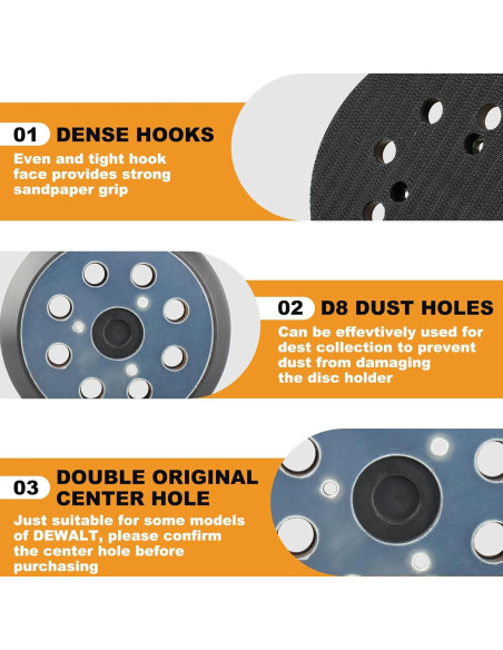 Almohadilla de Lijadora 5" IOEALD 8 Agujeros Gancho y Bucle