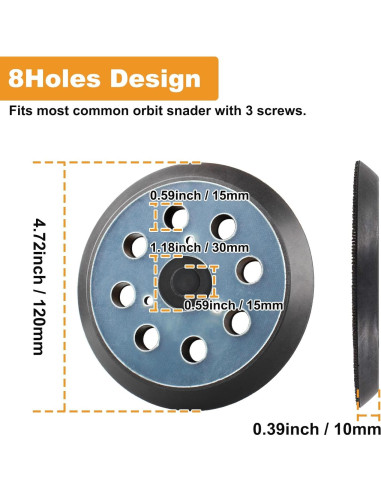 Almohadilla de Lijadora 5" IOEALD 8 Agujeros Gancho y Bucle