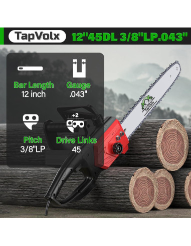 Cadena de Motosierra TapVolx 12" 4-Pack Calibre .040 3/8 LP