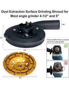 Cubierta de polvo UBGN para amoladora 4.5" y 5" + 2 ruedas de diamante 2