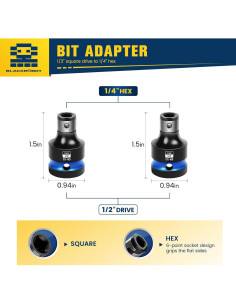 Adaptadores de Socket de Punta BLACKROBOT 1/2 a 1/4 Pulgadas 2