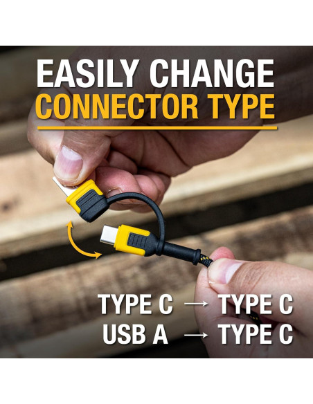 Cable de Carga 2 en 1 DEWALT USB-C 1.22m Carga Rápida 60W